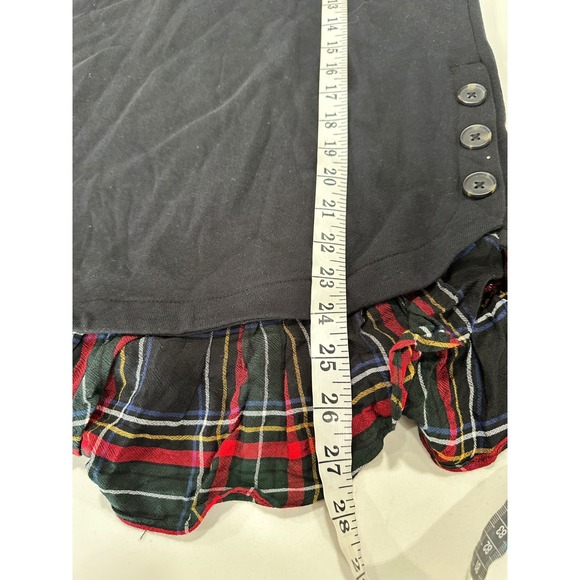 LOFT Black Long Sleeve Ruffle Plaid Hem Crewneck Sweatshirt Womens M - Picture 6 of 6